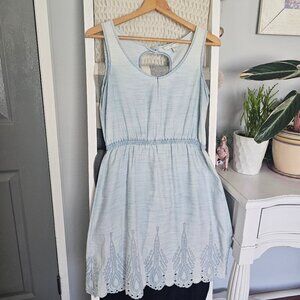 Lauren Conrad Lightweight Denim Sundress | Doilie Hem Detail Summer Dress Sz S